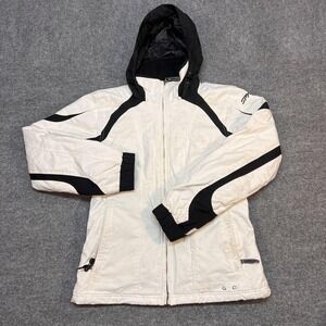 Spyder Jacket Womens 12 White Hooded Insulated Ski Snow Colorblock Pockets